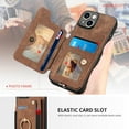 thumbnail image 3 of Phone Case for iPhone 15 6.1 inch Wallet Cover with Tempered Glass Screen Protector and Wrist Strap Lanyard RFID Credit Card Holder Ring Stand iPhone15 5G i i-Phone i15 15Case Women Men Brown, 3 of 14