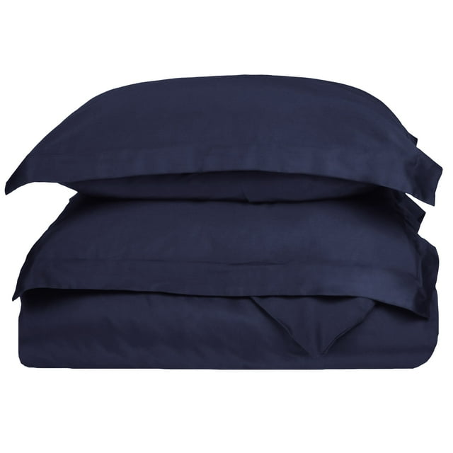 400-Thread Count 100% Egyptian Cotton Elegant Solid Duvet Cover Set Navy Blue / King/Cal King