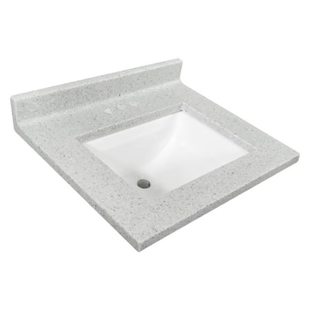 Left Bowl Vanity - Design House 563528 Cultured Marble Single Wave Bowl Vanity Top 25x22, Frost