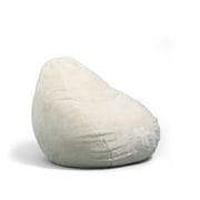 Big Joe Lotus Foam Filled Teardrop Bean Bag Chair, Ivory Short Shag, Soft Faux Fur, 4 feet Big