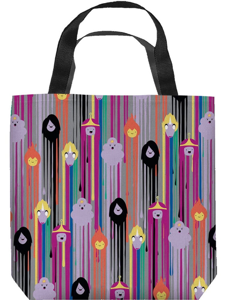 Trevco CN592-TOTE1-18X18 18 x 18 in. Adventure Time u0026 Paint Drip Pattern  Tote Bag, White