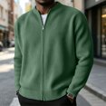 thumbnail image 6 of Havenx Men's Corduroy Jacket Ribbed Knit Full Zip Up Long Sleeve Jacket Mock Neck Solid Color Coats Lightweight Vintage Warm Casual Clothing,Green L, 6 of 6