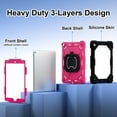 thumbnail image 3 of Allytech Rugged Case for Apple iPad 10.2" 9th 8th 7th Generation with Screen Protector Film, Rotating Stand Shockproof Shoulder Strap Back Cover Case for iPad 10.2" 2021/2020/2019, Black + Rose, 3 of 9