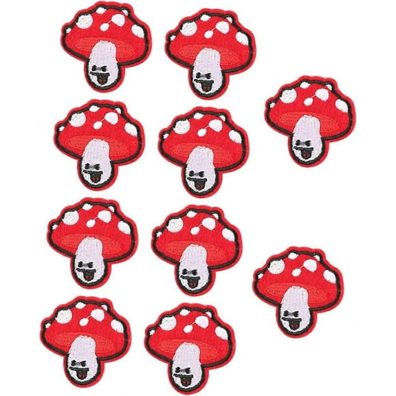 10 Pieces Mushroom DIY Patch 3D Floral Decor Stickers Costume Stickers DIY Patches Decoration Clothes Costume Patch Embroidery Stickers Charm Fabric P