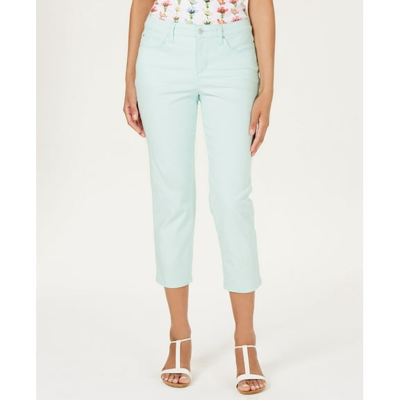 Charter Club Petite Tummy Control Bristol Capri Jeans Aqua Mist 10P
