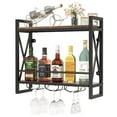 thumbnail image 1 of Costway Wall Mounted Wine Rack with 2-Tier Shelves 3 Glass Holders Sturdy Metal Frame, 1 of 10