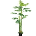 thumbnail image 2 of Artificial Palm Tree, 6.9 Feet Fake Tropical Palm Plant with 3 Trunks, Artificial Plants for Home Decor Indoor, Faux Palm Tree in Plastic Pot for Outdoor Office Modern Perfect Housewarming, 2 of 7