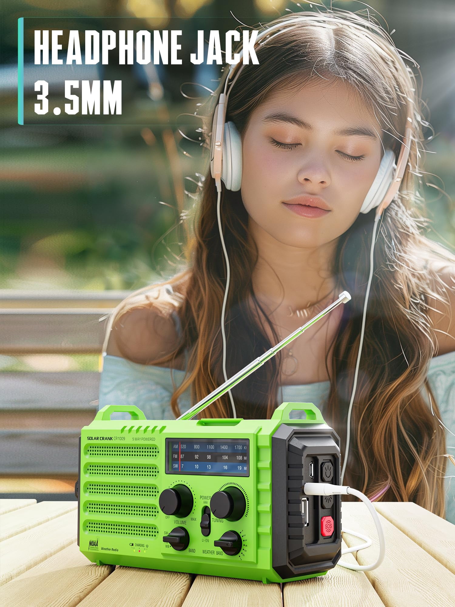 Emergency Radio With Noaa Weather Alert - Solar Hand Crank Portable Am/fm Shortwave  Rechargeable 5000mah Usb Flashlight Sos Alarm For Home Outdoor Hurricane