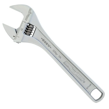 CHANNELLOCK 808W 8-inch Adjustable Wrench, 1.18-inch Wide Mouth Jaw Capacity, Precise Jaw Design Grips in Tight Spaces, Measurement Scales for Easy Sizing Diameters