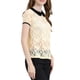 thumbnail image 4 of BLUSA DE ENCANTO PARA MUJER CON CUELLO PETER PAN EN CONTRASTE Y MANGAS CORTAS DE LACE TRANSPARENTE S BEIGE, 4 of 6