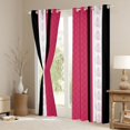 thumbnail image 3 of jejeloiu Vintage Damask Flowers Black Out Curtains,Abstract Geometric Thombus Curtains Pack of 2 (42x63 Each),Pink Black Striped Bedroom Curtains For Kids,Breathable Home Decor, 3 of 6