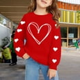 thumbnail image 4 of GiLiling Girls Preppy Heart Sweatshirt, Oversized Pullover Sweatshirt, Kids Fall Winter Long Sleeve Cute Trendy Hoodie with Pocket (Red, 7-8 Years), 4 of 6