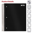 thumbnail image 3 of Cuaderno 5 materias Better Office Products polietileno negro, rayado universitario, 200 hojas, 4 separadores doble cara, 11 x 8.5, 3 of 3