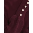 thumbnail image 5 of DARING DIVA Ribbed Long Sleeve Turtleneck Stretch Knit Sweater Top S Burgundy, 5 of 6