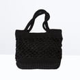thumbnail image 2 of Miangastore Portable Beach Bag Cotton Thread Hand-crocheted Bag Handmade Shoulder Bag Large Capacity Messenger Bag (Black), 2 of 8