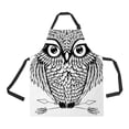 thumbnail image 1 of Delantal ABPHQTO Búho Rama Negro Blanco Zentangle Arte Cocina con Bolsillos 70x80 cm, 1 of 1