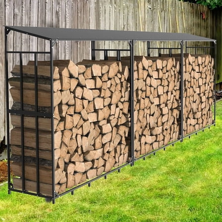 Widen Reinforce Base Firewood Rack Outdoor Heavy Duty Steel Log Rack Wood Holder