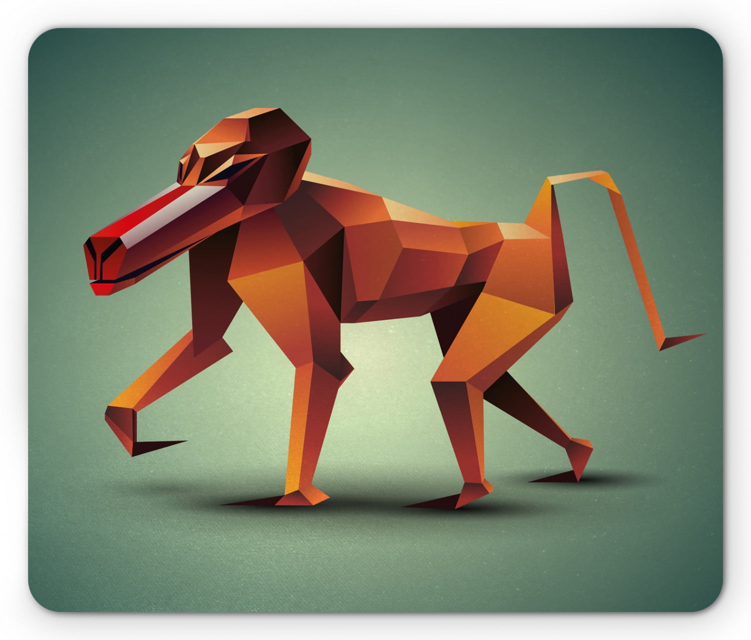 Geometric Mouse Pad, Wildlife Vector Illustration of Polygonal Monkey