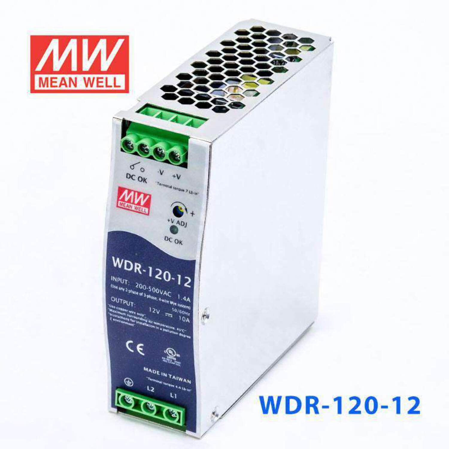 Mean Well WDR-120-12 Single Output Industrial Power Supply 120W 12V - DIN Rail