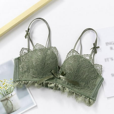 

SweetCandy Original Lavender Embroidery Lace Mesh Beautiful Back Breathable Gather Seamless Adjustable Bra