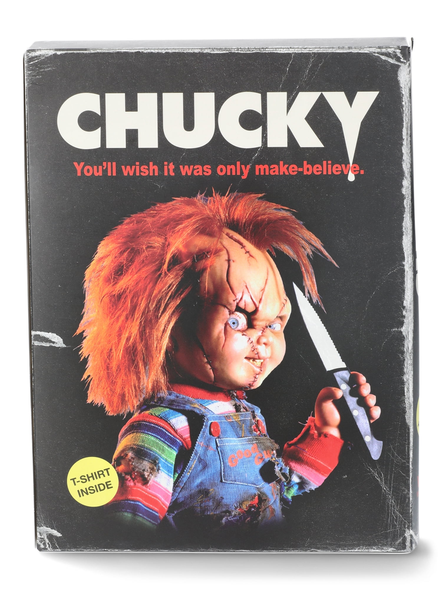 Child’s Play Chucky, Men's Wanna Play Graphic Tee with VHS Box Package, Sizes S-3XL