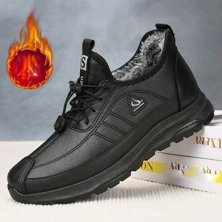 

Cathalem Good 2 Go Boots New Plush Thickened Winter Snow Boots Big Cotton Shoes Leather Warm Non Slip Daddy Shoes Shoes Black 9