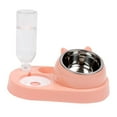 thumbnail image 1 of Dispensador de agua automático de 500 ml y cuenco para comida y agua para mascotas. Juego de soporte para cuenco. Rosa, 1 of 9