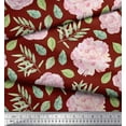 thumbnail image 3 of Soimoi Red Rayon Fabric Leaves & Flower Floral Print Fabric by Yard 42 Inch Wide, 3 of 3