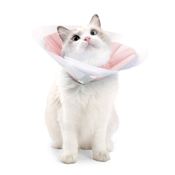 Amztom Cat Recovery Collar, Double-Layer 2-in-1 Adjustable Elizabethan Collar for Cats, Lick-Proof & Scratch-Proof Pet Cone for Post-Surgery Wound Protection,Pink,S