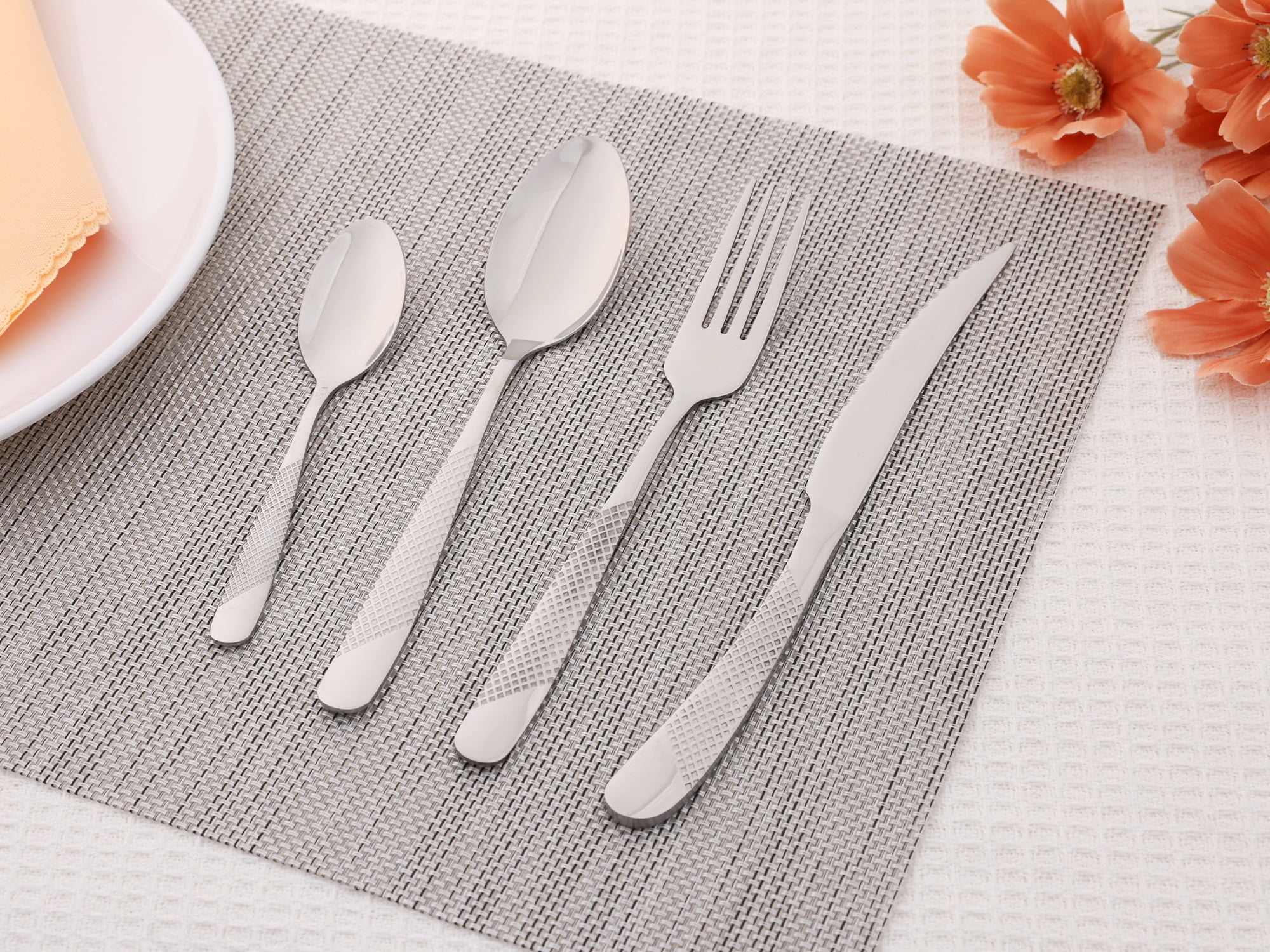 Unique Bargains Stainless Steel Flatware Set Mirror Polished Cutlery Set Silver 4 Pcs