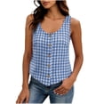 thumbnail image 2 of Women Plaid Tank Tops Button Front Sleeveless Loose Casual Blouse for Vintage Summer Vacation Blue XXL, 2 of 6