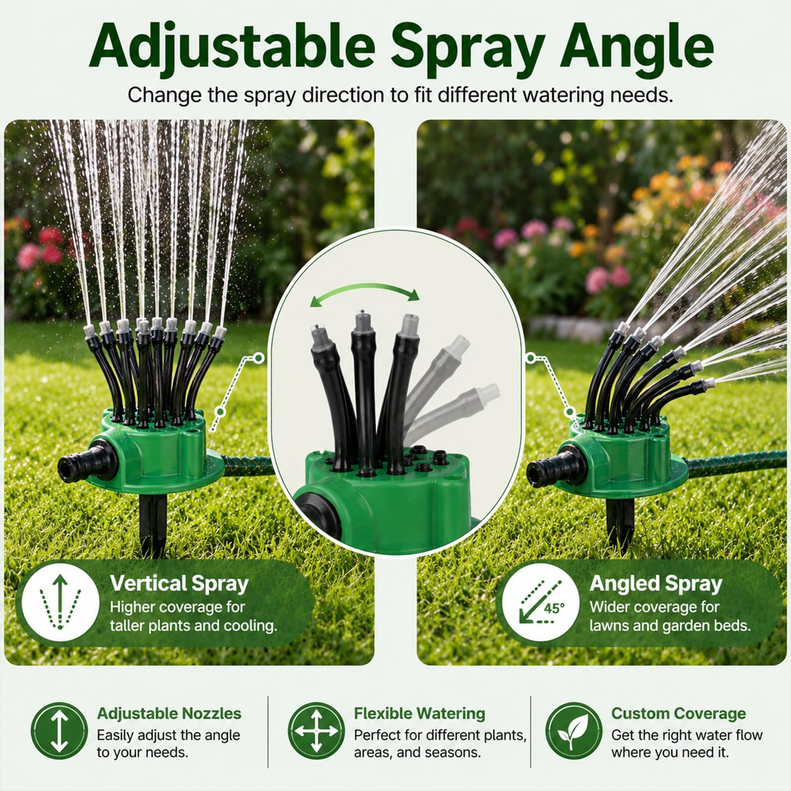 360° Coverage Precision Garden Irrigation Sprinkler - Adjustable Rotating Lawn Sprinkler with 12 Outlets for Yard, Garden, Patio Watering