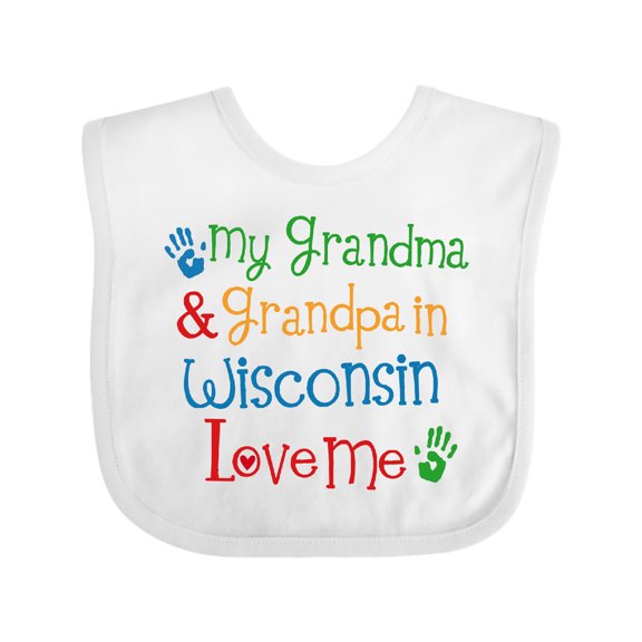 Inktastic Wisconsin Grandma Loves Me Boys or Girls Baby Bib