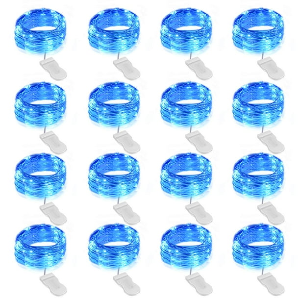 Batería azul Fairy Lights Onforu de 20 LED, 2 m, impermeable, paquete de 16
