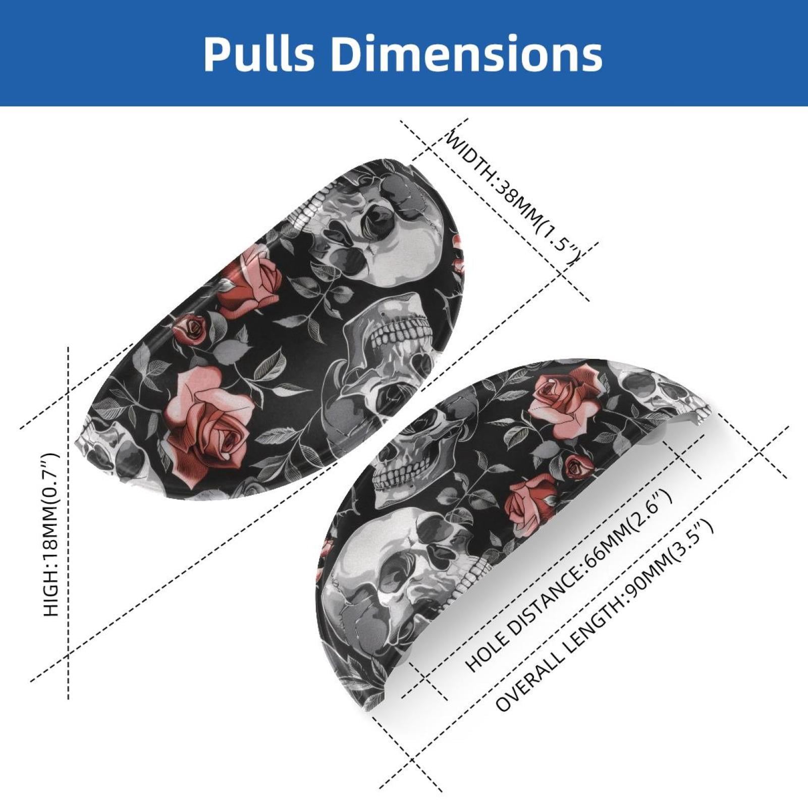 PhooArto 6 Pcs Cup Drawer Pulls, Skull Rose Grey Pattern Shell Shape Handles Cabinet Knobs for Dresser Cupboard Closet Wardrobe with Screws
