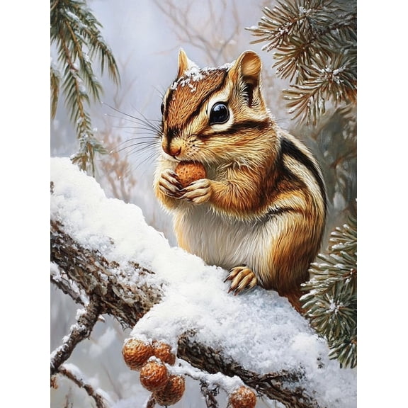 5D Eastern Chipmunk Diamond Art 12x16 Inch Full Drill Diamond Painting Kits for Adults & Beginners - DIY Art Crafts for Relaxation and Home Wall Decor 128A