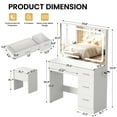 thumbnail image 4 of LIVELYGLOW Vanity Set with Mirror&Stool,Makeup Vanity Set with Power Outlet,Vanity Dressing Table with LED Light for Bedroom,White, 4 of 9