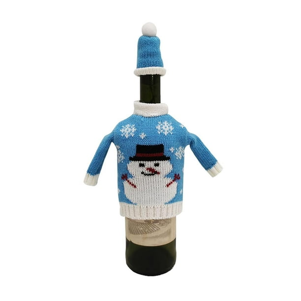 Adornos navideños, adornos navideños, regalos navideños, juego de botellas de vino navideño, copo de nieve, muñeco de nieve, botella de vino tinto, muebles, decoraciones navideñas, soporte para botell