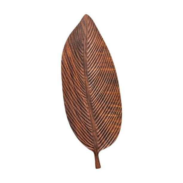 Bandeja de madera con forma de hoja para desayunar, servir pasteles, té o bar. 48cm x 18cm x 2cm