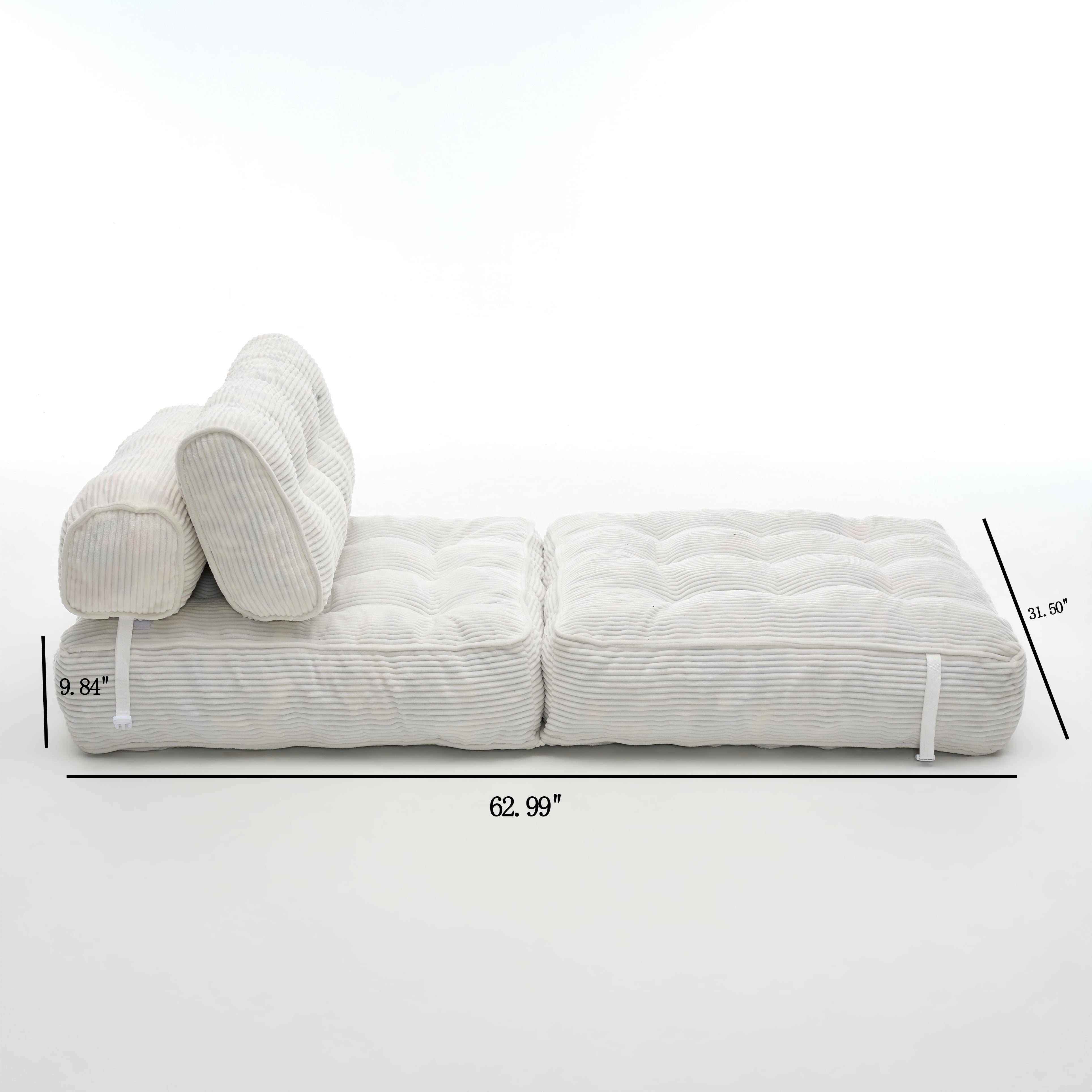 Leumius Folding Sofa Bed,Convertible Sleeper Chair with Pillow Foldable Mattress with Back Support, Portable Fold Out Chair Bed Comfy Floor Sofa Lounge for Living Room BedroomWhite