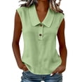 thumbnail image 2 of VBVC Women's Sleeveless Peter Pan Collar Shirt, Ladies' Breathable Button Down Tank Top, Casual Solid Color V-Neck Blouse For Women,Green,S-3XL, 2 of 7