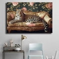 thumbnail image 2 of Mudket Leopard on Vintage Floral Sofa Framed Canvas Wall Art, Luxury Retro Animal Print Wall Art for Women Living Room, Bedroom, Home Office Decor, Ready to Hang-40"L x 28"W, 2 of 10