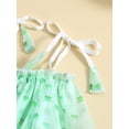 thumbnail image 4 of Kmbangi Robe Décontractée d'Été pour Filles Tout-Petits Robe à Bretelles Verte Sans Manches Imprimé Trèfle à Quatre Feuilles Robe Princesse en Tulle, 4 of 9