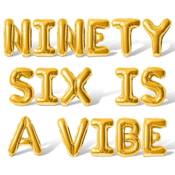 Letter Balloons - NINETY SIX IS A VIBE 16" Inch Alphabet Letters Foil Mylar Balloon 96th Birthday Party Banner (Gold)