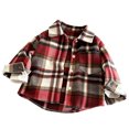 thumbnail image 5 of BLVB Kids Toddler Little Boys Girls Baby Long Sleeve Button down Plaid Shirt Lapel Shacket Jackets Fall Outfits(Multicolor AA3,1-2Years), 5 of 6