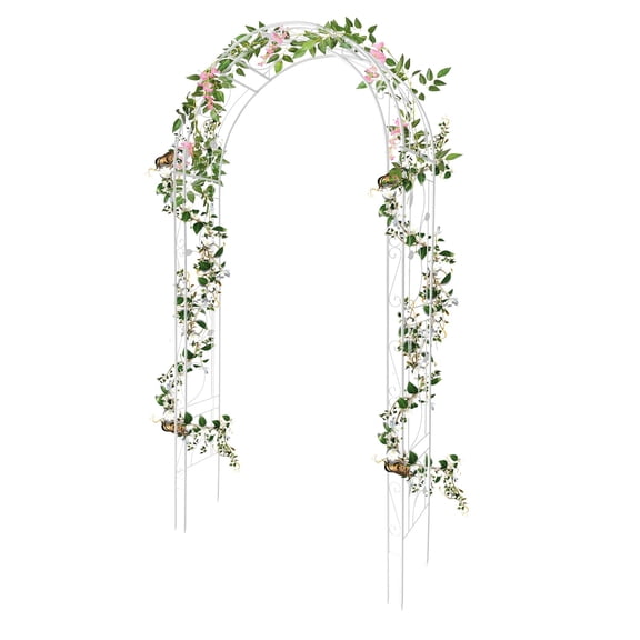 Metal Garden Arch, Outdoor Garden Arch Arbor Trellis for Climbing Plants, Wedding Arches for Ceremony, Wedding Archway Decor for Lawn, Patio, Backyard, Party, Events, White
