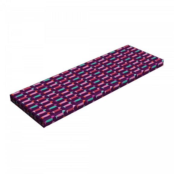 Dachshund Bench Pad, Sixties Inspired Color Palette Abstract Pet Puppies Pattern Funky Animals, HR Foam Cushion with Decorative Fabric Cover, 45" x 15" x 2", Multicolor, by Ambesonne