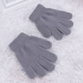thumbnail image 4 of GOOHOCHY Guantes para niños Modelos de otoño e invierno Tejidos de color sólido con cinco dedos Guantes cálidos de 4 a 12 años (gris), 4 of 7