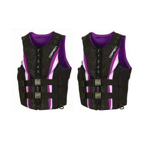OBrien Womens Neo Impulse Wakeboard Life Vest, Purple, Adult Medium (2 Pack)