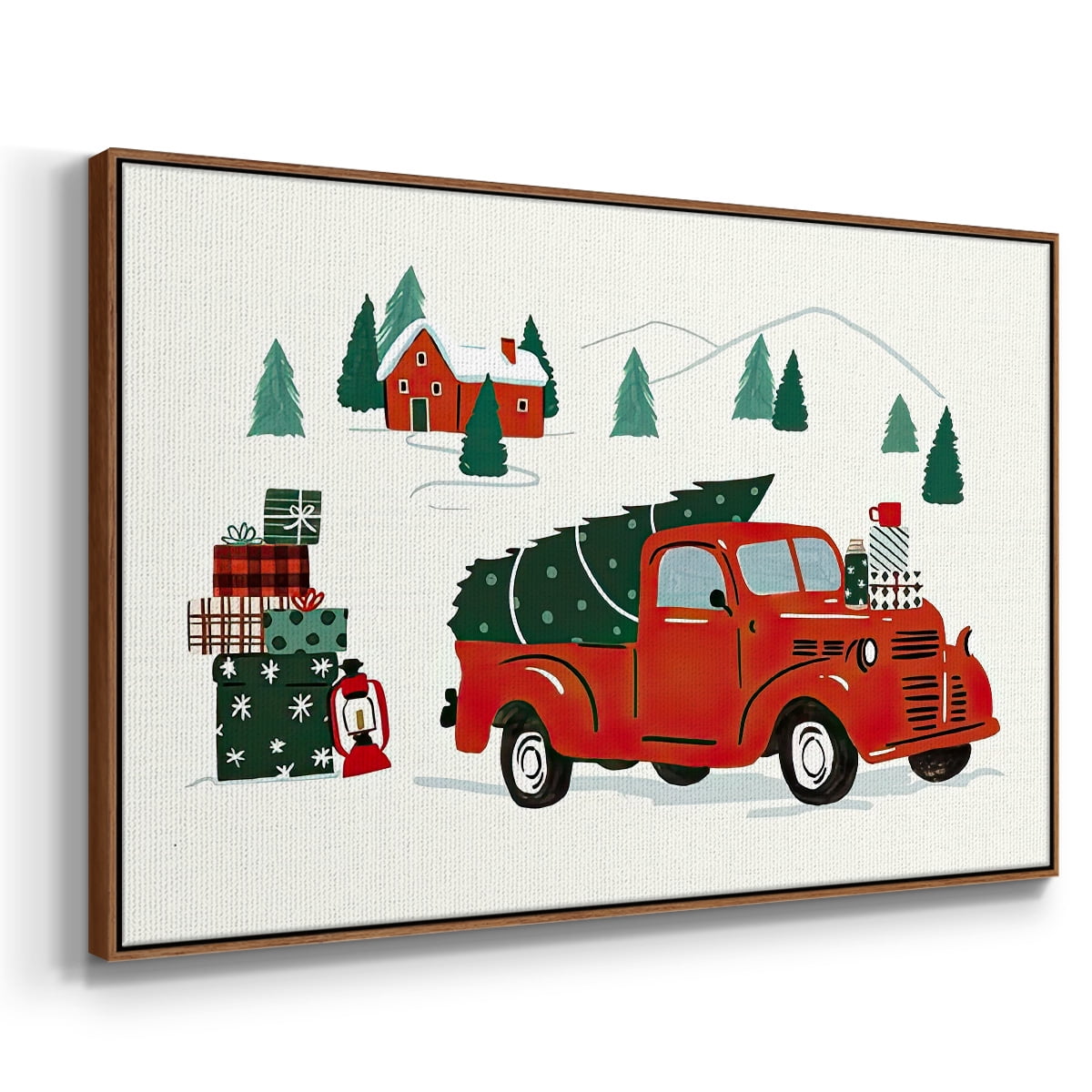 Going to Grandmas Collection A - Framed Gallery Wrapped Holiday Canvas - 27 x 41 - Rosewood Frame